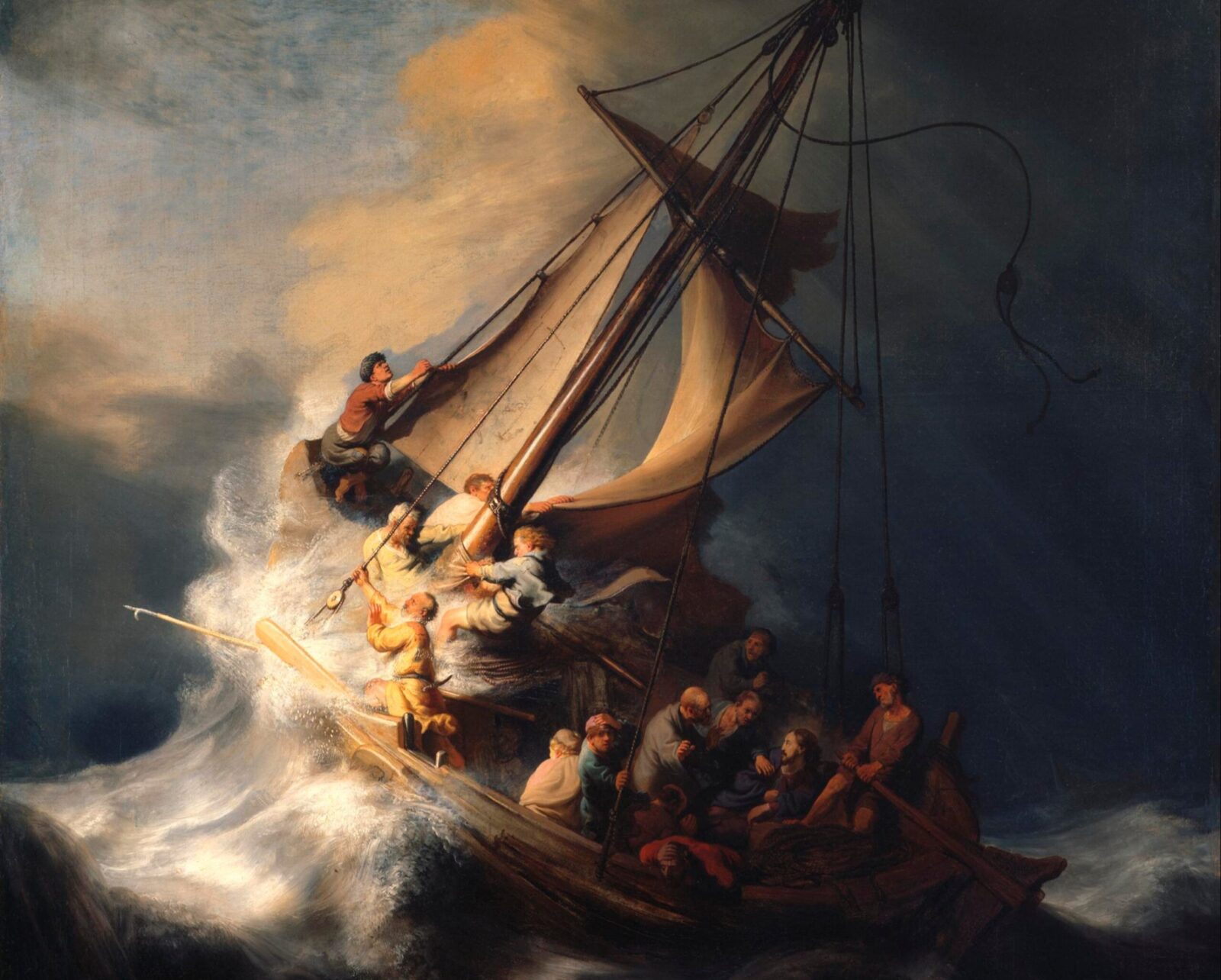 Jesus no barco com os discípulos 